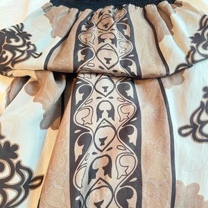 Hale Bob strapless long dress size S EUC black & tan colour